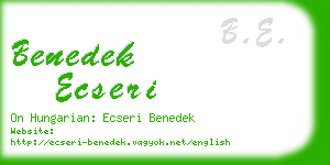 benedek ecseri business card